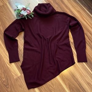 Verve Ami Cowl Neck Asymetrical Hem Tunic Sweater